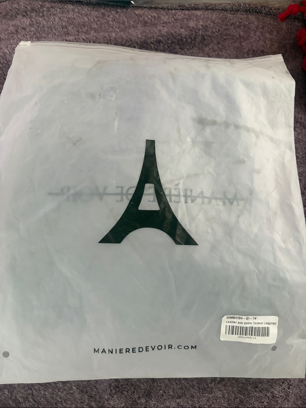 Maniere De Voir leather and velour contour leggings, size U.S. 10